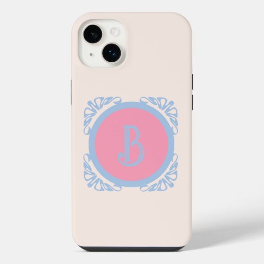 Gepersonaliseerd roze en blauw iPhone hoesje (Achterkant)