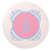 Gepersonaliseerd roze en blauw keramische knop (Voorkant)