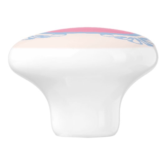 Gepersonaliseerd roze en blauw keramische knop (Zijkant)