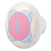 Gepersonaliseerd roze en blauw keramische knop (Rechts)