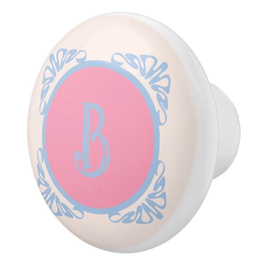 Gepersonaliseerd roze en blauw keramische knop (Rechts)