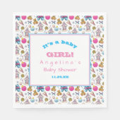 Gepersonaliseerd roze en blauw kerstpatroon servet (Voorkant)