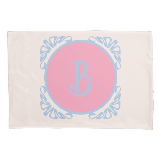Gepersonaliseerd roze en blauw kussensloop (Voorkant)