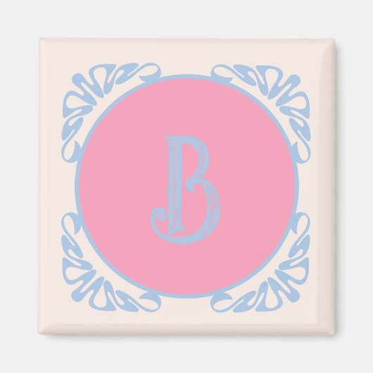 Gepersonaliseerd roze en blauw magneet (Voorkant)