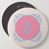 Gepersonaliseerd roze en blauw ronde button 6,0 cm (Voorkant /achterkant)