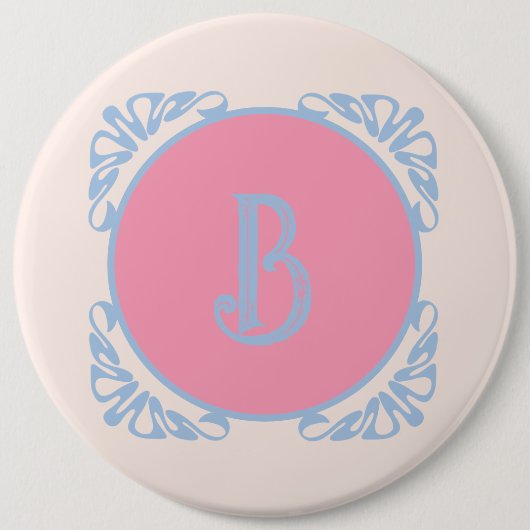 Gepersonaliseerd roze en blauw ronde button 6,0 cm (Voorkant)