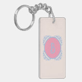 Gepersonaliseerd roze en blauw sleutelhanger (Voorkant Links)