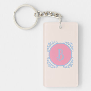 Gepersonaliseerd roze en blauw sleutelhanger