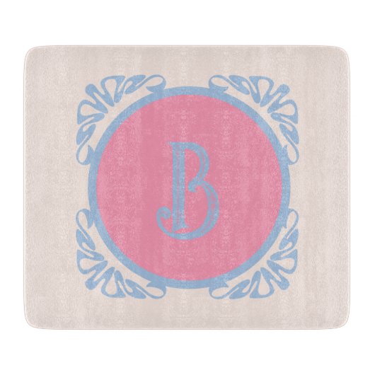 Gepersonaliseerd roze en blauw snijplank (Voorkant)