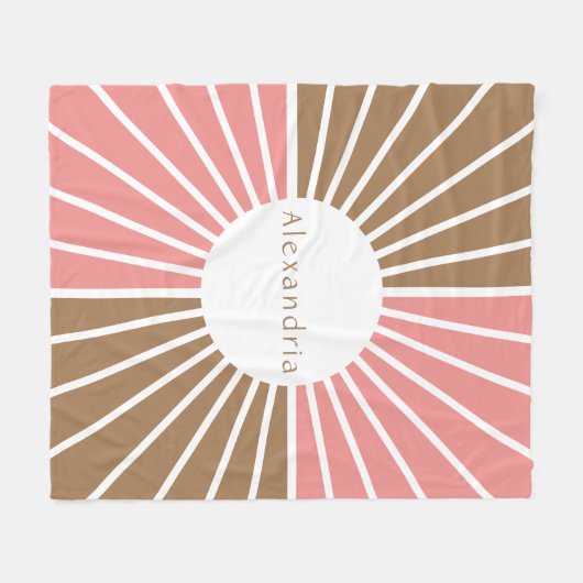 Gepersonaliseerd roze en bruin fleece deken (Voorkant (Horizontaal))