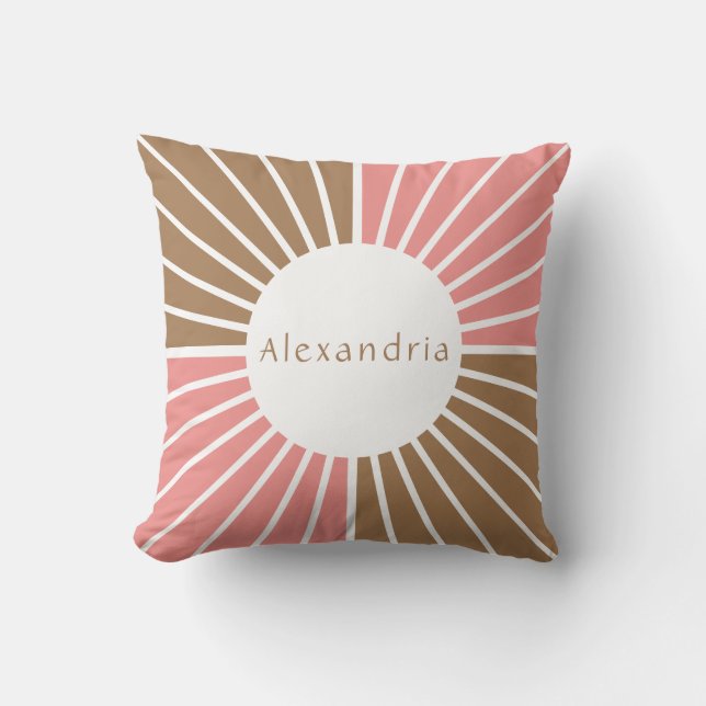 Gepersonaliseerd roze en bruin kussen (Voorkant)
