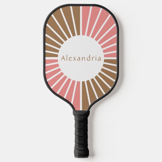 Gepersonaliseerd roze en bruin pickleball paddle (Voorkant)