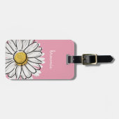 Gepersonaliseerd roze en geel Daisy Bagagelabel (Voorkant horizontaal)