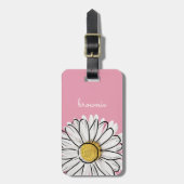 Gepersonaliseerd roze en geel Daisy Bagagelabel (Voorkant verticaal)