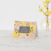 Gepersonaliseerd roze en geel flessenpatroon kaart (Gele Bloem)