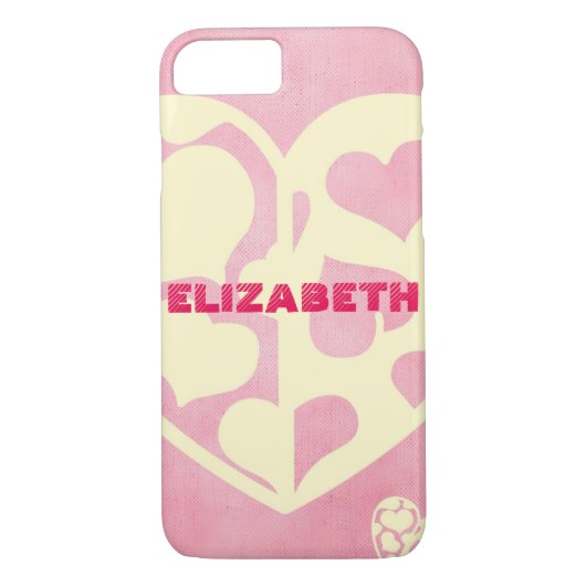 Gepersonaliseerd roze en geel hart Case-Mate iPhone case (Achterkant)