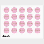 Gepersonaliseerd Roze en Goud Gracias Script Ronde Sticker (Vel)