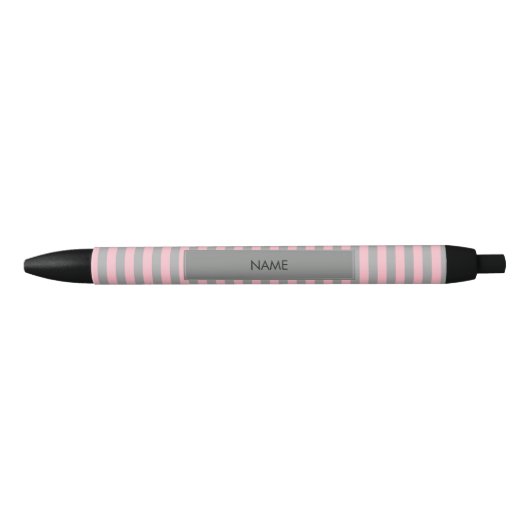 Gepersonaliseerd roze en grijze strippatroon zwarte inkt pen (Voorkant)