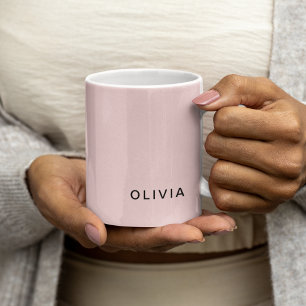 Gepersonaliseerd roze en naam monogram Elegant g Koffiemok