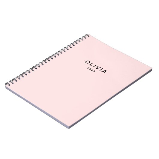 Gepersonaliseerd roze en naam monogram | Elegant g Notitieboek (Linkerzijde)