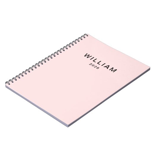 Gepersonaliseerd roze en naam monogram | Elegant g Notitieboek (Linkerzijde)