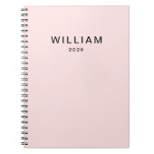 Gepersonaliseerd roze en naam monogram | Elegant g Notitieboek (Voorkant)