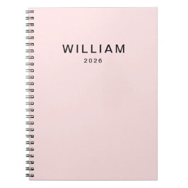 Gepersonaliseerd roze en naam monogram | Elegant g Notitieboek
