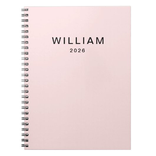 Gepersonaliseerd roze en naam monogram | Elegant g Notitieboek (Voorkant)