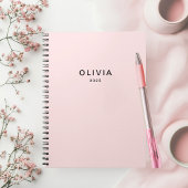 Gepersonaliseerd roze en naam monogram | Elegant g Notitieboek