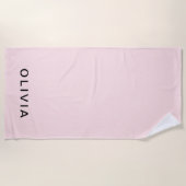 Gepersonaliseerd roze en naam monogram | Elegant g Strandlaken (Voorkant)