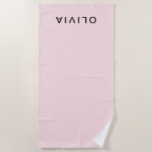 Gepersonaliseerd roze en naam monogram | Elegant g Strandlaken (Voorkant)
