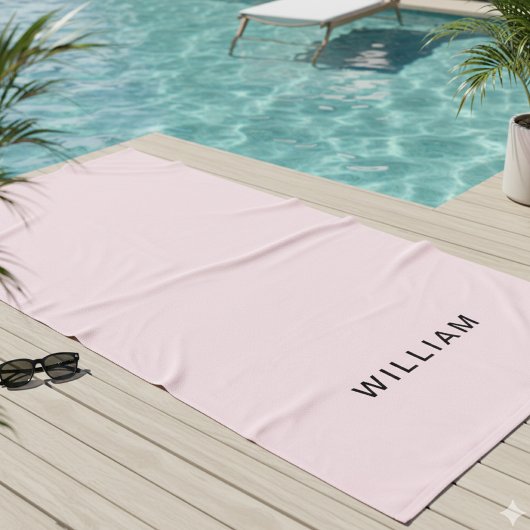 Gepersonaliseerd roze en naam monogram | Elegant g Strandlaken