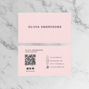 Gepersonaliseerd roze en naam monogram Elegant g Visitekaartje