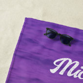 Gepersonaliseerd roze en Paars Zee Strandlaken (In situ)