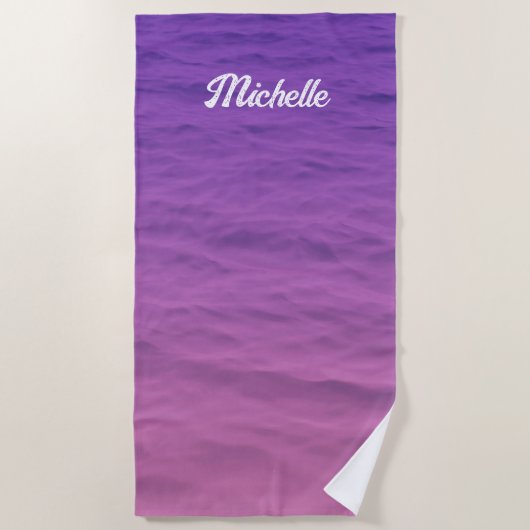 Gepersonaliseerd roze en Paars Zee Strandlaken (Voorkant)