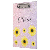 Gepersonaliseerd roze en paarse Zonnebloemen Klemb Klembord (Links)