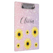 Gepersonaliseerd roze en paarse Zonnebloemen Klemb Klembord (Rechts)
