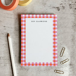 Gepersonaliseerd Roze en Rode Geruit Post-it® Notes