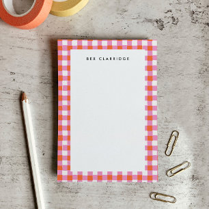 Gepersonaliseerd Roze en Rode Geruit Post-it® Notes