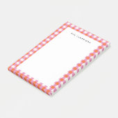 Gepersonaliseerd Roze en Rode Geruit Post-it® Notes (Schuin)