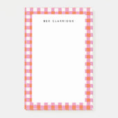 Gepersonaliseerd Roze en Rode Geruit Post-it® Notes (Voorkant)