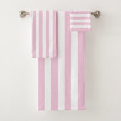 Gepersonaliseerd roze en wit gestreept bad handdoek (Insitu)