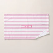 Gepersonaliseerd roze en wit gestreept bad handdoek (Handdoek)