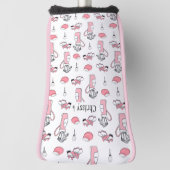 Gepersonaliseerd roze en wit Golf thema Dames Golf Golfheadcover (Draai 90)