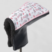 Gepersonaliseerd roze en wit Golf thema Dames Golf Golfheadcover (3/4 voorkant)
