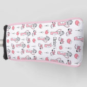 Gepersonaliseerd roze en wit Golf thema Dames Golf Golfheadcover (Voorkant)