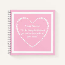 Gepersonaliseerd roze en wit hart Journal Notitieb