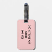 Gepersonaliseerd roze en zwart Bagagelabel (Achterkant verticaal)