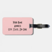 Gepersonaliseerd roze en zwart Bagagelabel (Achterkant horizontaal)