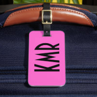 Gepersonaliseerd roze en zwart Bagagelabel